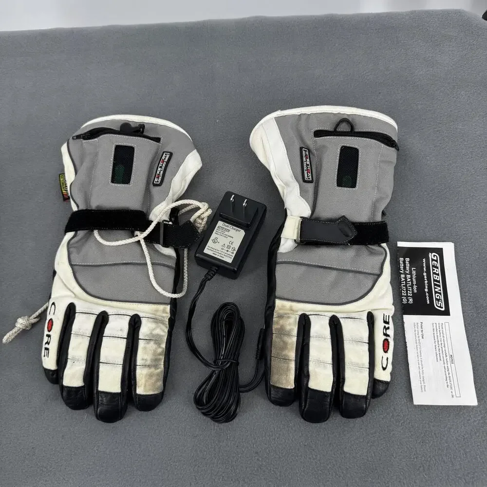 Gerbing's Core Heat S2‎ Battery Heated Gloves Womens M Gray White Motorcycle 7V